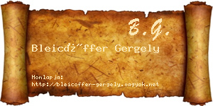 Bleicöffer Gergely névjegykártya